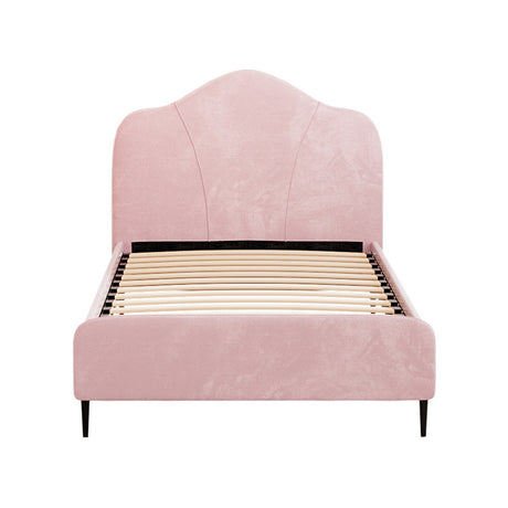 Artiss OLAN pink velvet headboard close-up — Allure Home Collections