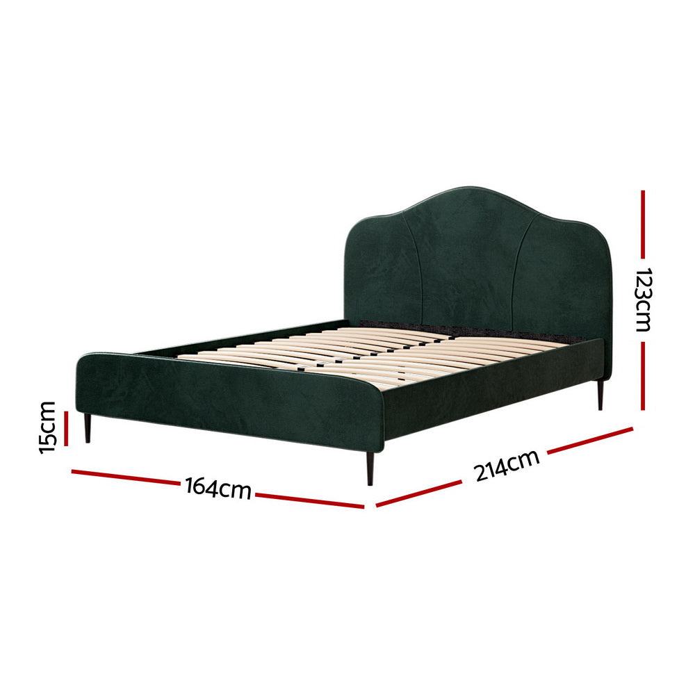 Artiss OLAN dark green velvet headboard close-up — Allure Home Collections