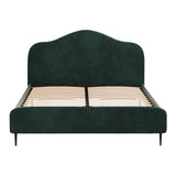 Artiss OLAN queen dark green velvet bed frame side profile — Allure Home Collections