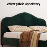 Artiss OLAN dark green velvet queen bed frame styled in bedroom — Allure Home Collections