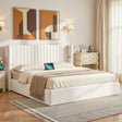Sienna King Gas Lift Bed, White Velvet