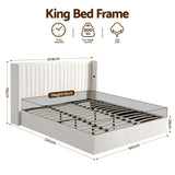 Sienna King Gas Lift Bed, White Velvet, view 2