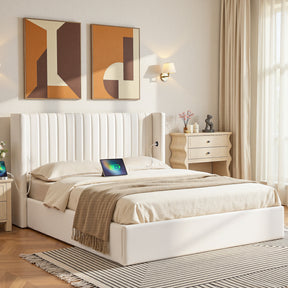 Bergamo white Queen bed frame in a modern bedroom