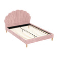 Artiss ROSY double bed frame with scallop pink velvet headboard — full front view — Allure Home Collections