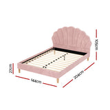Artiss ROSY double pink velvet scallop headboard close-up — Allure Home Collections