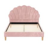 Artiss ROSY double pink velvet bed frame side profile — Allure Home Collections