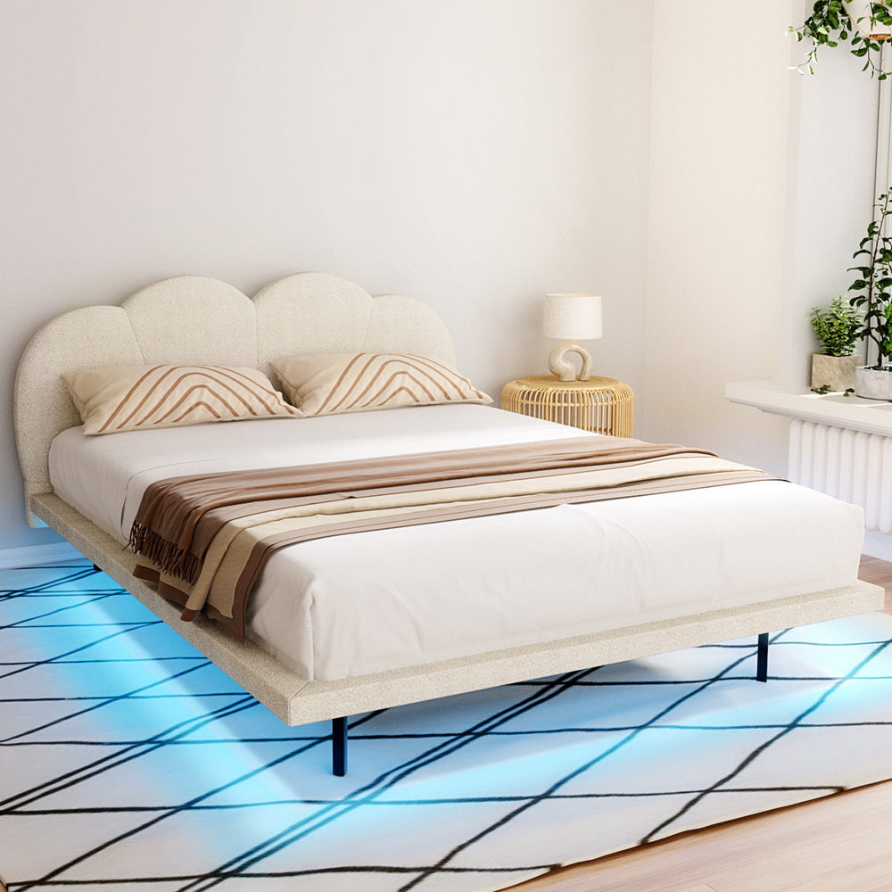 Artiss Queen Size Boucle Beige Bed Frame