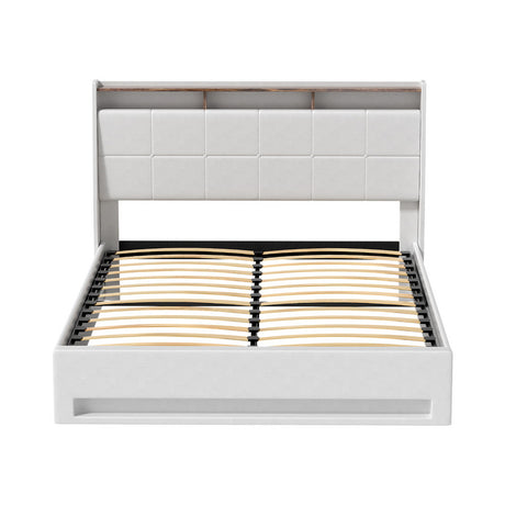Artiss SUNSET white PVC leather tufted headboard close-up — Allure Home Collections