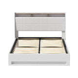 Artiss SUNSET gas lift bed frame open showing hidden storage compartment — Allure Home Collections