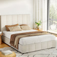 Artiss TETTE queen bed frame in beige linen — full front view — Allure Home Collections