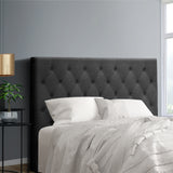 Artiss CAPPI Double Bed Head in Charcoal Faux Linen — Button Tufted — Allure Home Collections