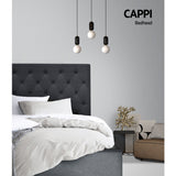 Artiss CAPPI Double Bed Head in Charcoal Faux Linen — Button Tufted — Allure Home Collections