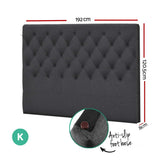 Artiss CAPPI King Bed Head in Charcoal Faux Linen — Button Tufted — Allure Home Collections