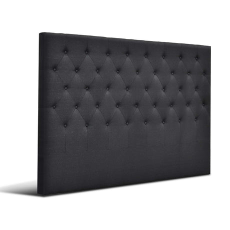 Artiss CAPPI King Bed Head in Charcoal Faux Linen — Button Tufted — Allure Home Collections