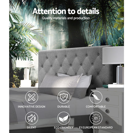 Artiss CAPPI King Single Bed Head in Grey Faux Linen — Button Tufted — Allure Home Collections
