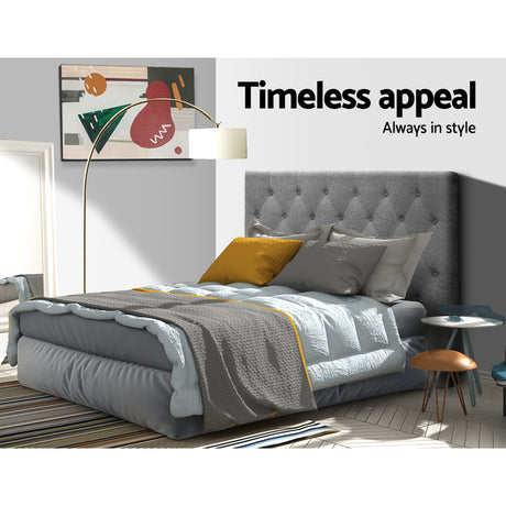 Artiss CAPPI King Single Bed Head in Grey Faux Linen — Button Tufted — Allure Home Collections