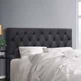 Artiss CAPPI Queen Bed Head in Charcoal Faux Linen — Button Tufted — Allure Home Collections