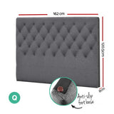 Artiss CAPPI Queen Bed Head in Grey Faux Linen — Button Tufted — Allure Home Collections