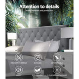 Artiss CAPPI Queen Bed Head in Grey Faux Linen — Button Tufted — Allure Home Collections