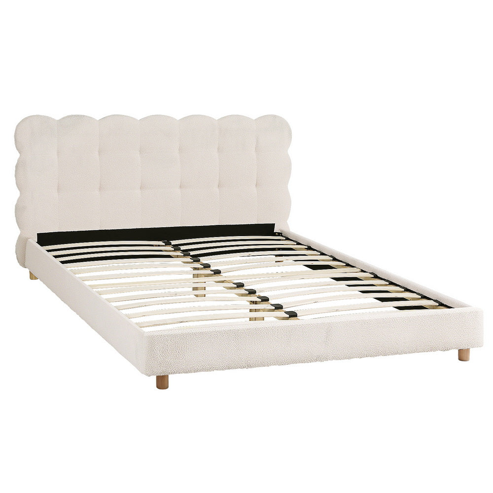Artiss double cloud headboard close-up showing white boucle fabric texture — Allure Home Collections