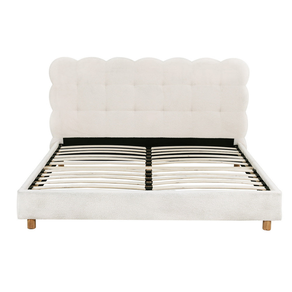 Artiss double cloud boucle headboard bed frame styled in bedroom — Allure Home Collections