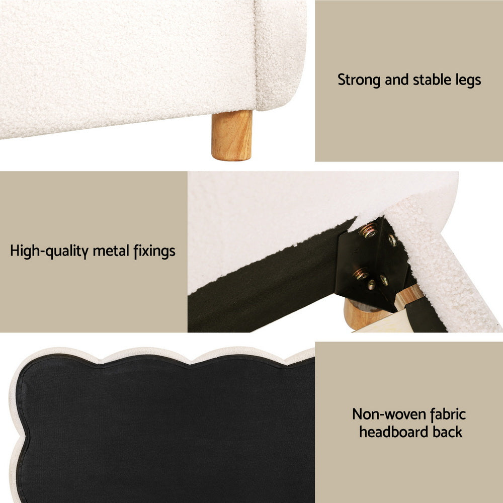 Artiss double cloud boucle bed frame smooth edge and support detail — Allure Home Collections