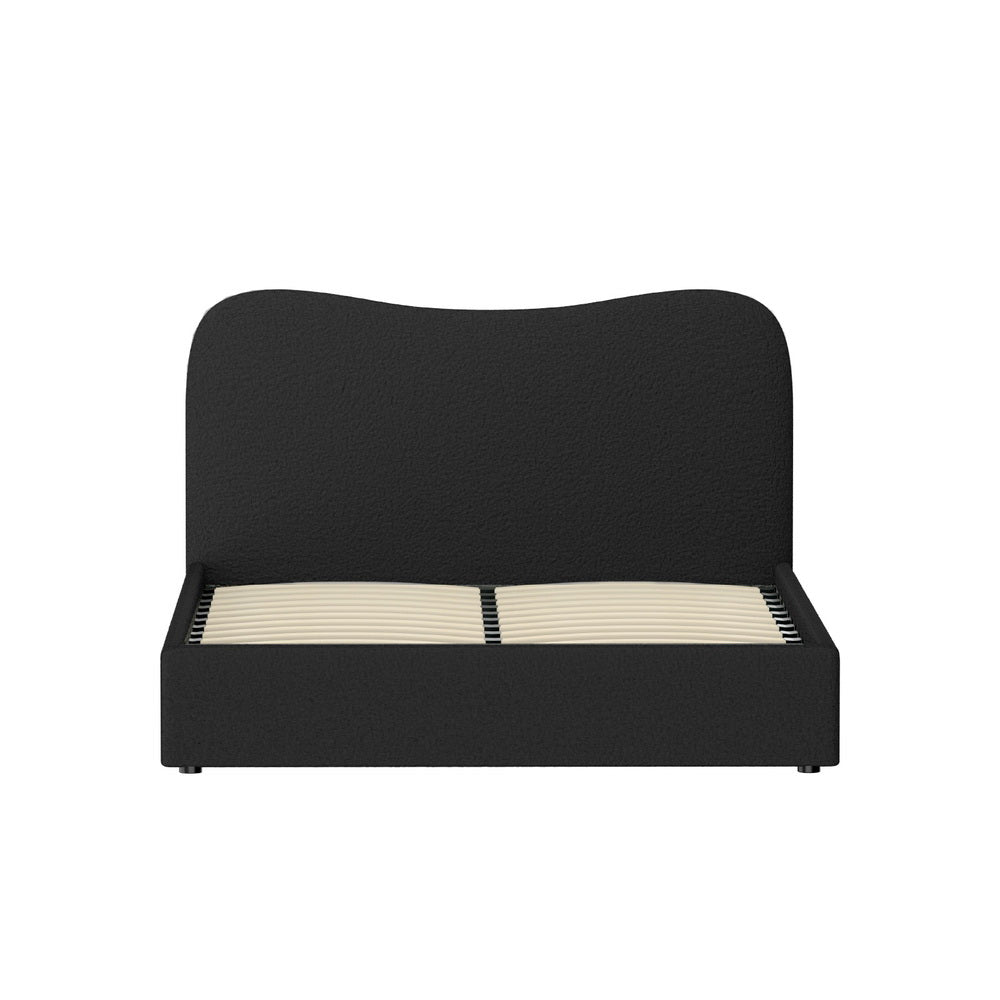 Artiss DARA double boucle bed frame side profile — Allure Home Collections