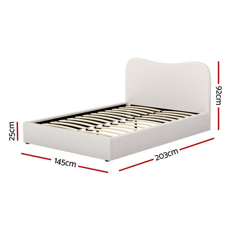 Artiss DARA Double Bed Frame — Boucle Upholstered with Padded Headboard — Allure Home Collections