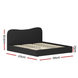 Artiss DARA bed frame boucle headboard close-up showing textured fabric — Allure Home Collections