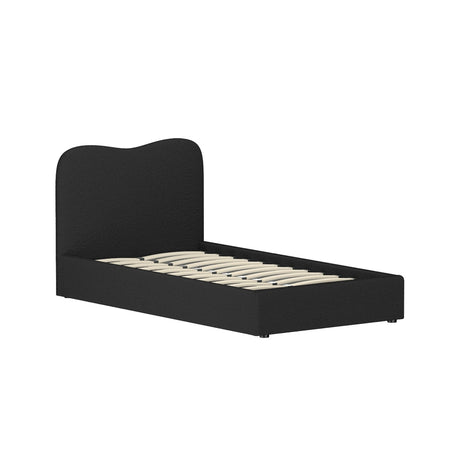 Artiss DARA king single boucle bed frame showing 180kg capacity — Allure Home Collections