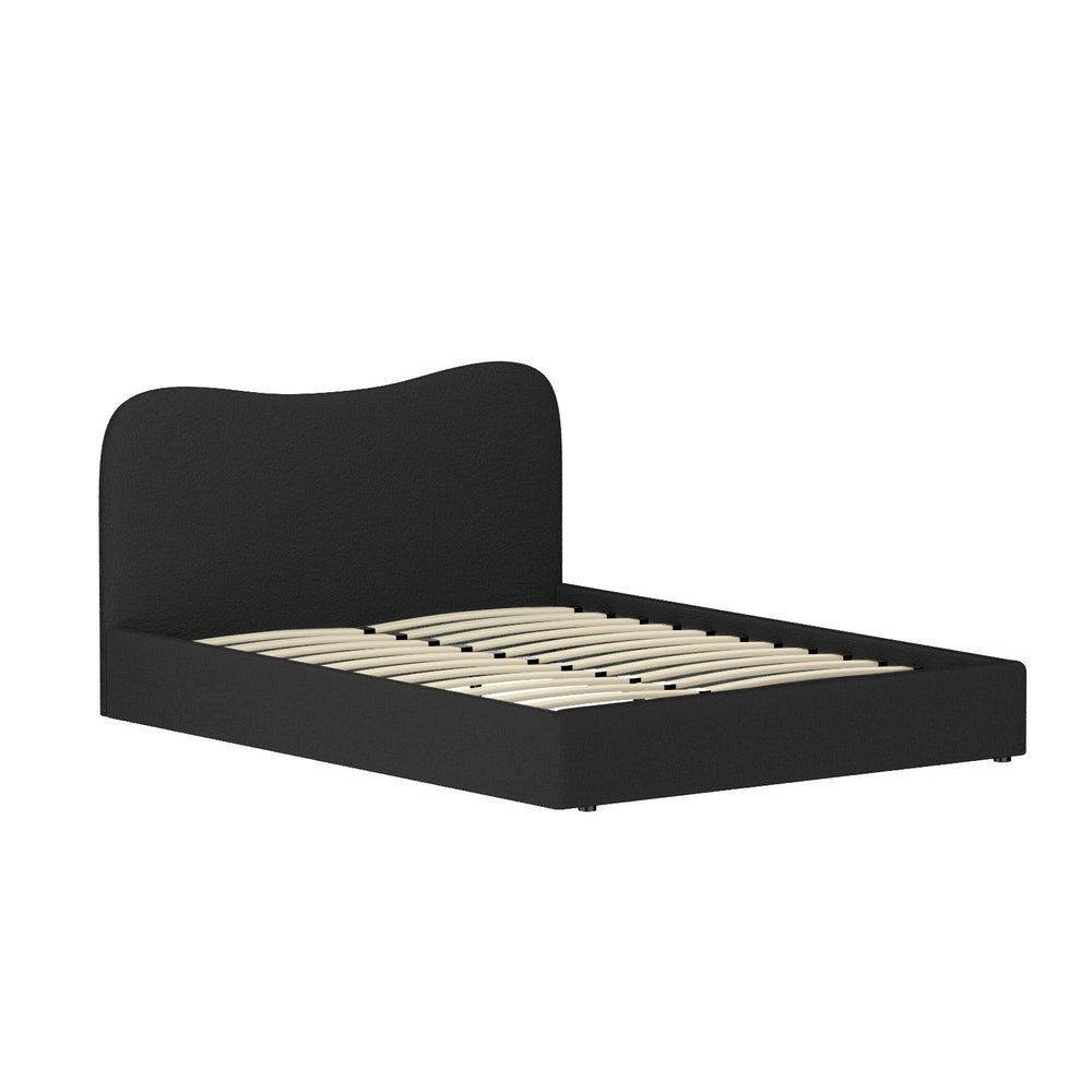 Artiss DARA queen boucle fabric bed frame showing 300kg capacity — Allure Home Collections