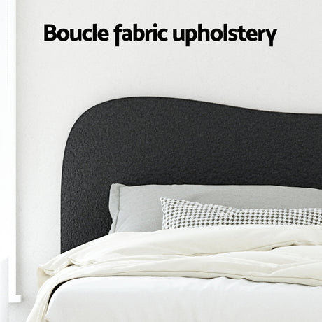 Artiss DARA boucle queen bed frame styled in contemporary bedroom — Allure Home Collections