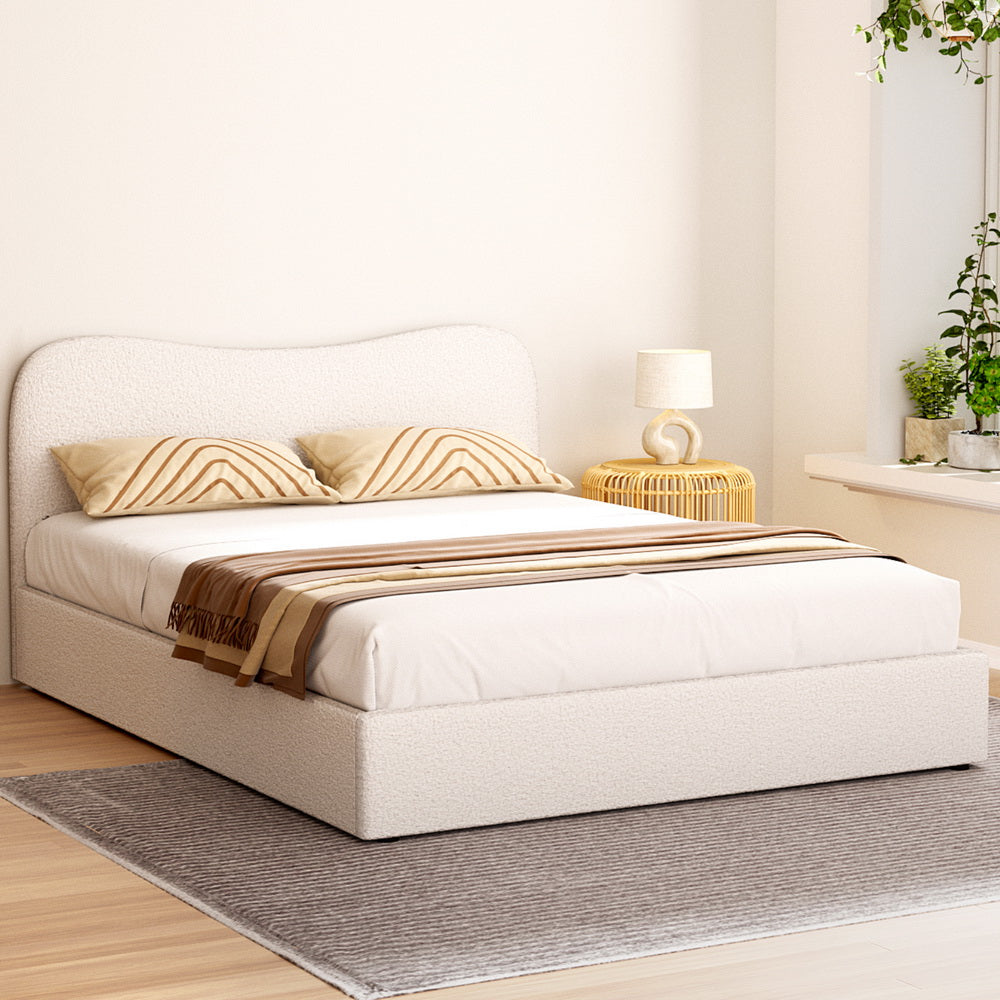 Artiss DARA Queen Bed Frame — Boucle Upholstered with Padded Headboard — Allure Home Collections