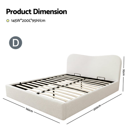 Avalon Double Gas Lift Bed, White Boucle, view 2