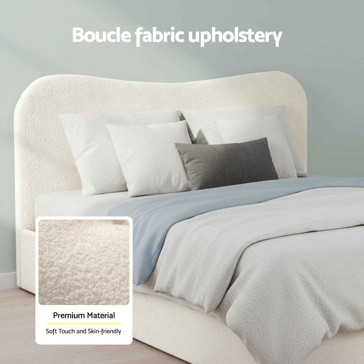 Avalon Double Gas Lift Bed, White Boucle, view 5