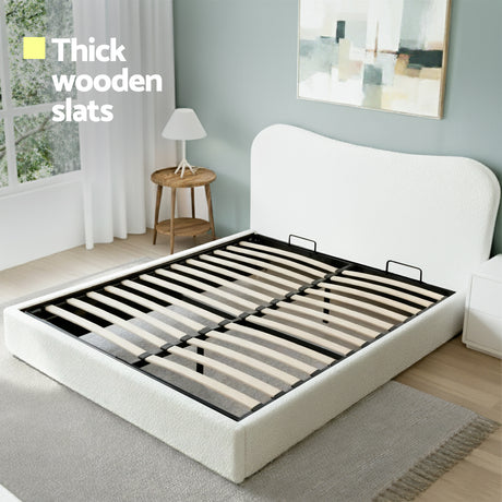 Avalon Double Gas Lift Bed, White Boucle, view 6