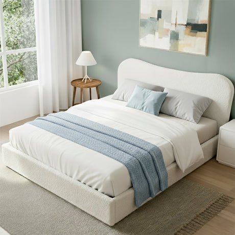 Prato White Queen bed frame in a modern bedroom