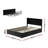 Artiss DUNN double LED bed frame lighting detail showing colour modes — Allure Home Collections