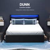 Artiss DUNN black PU leather double bed frame headboard close-up — Allure Home Collections