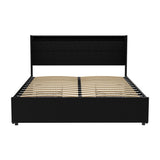 Artiss DUNN queen bed frame showing 4 storage drawers open — Allure Home Collections