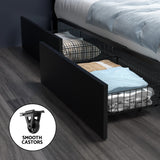 Artiss DUNN LED storage bed frame styled in contemporary bedroom — Allure Home Collections