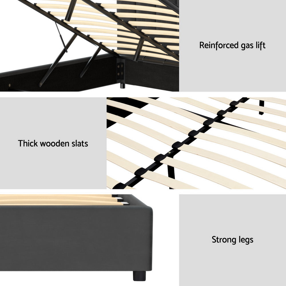 Artiss FION grey velvet double bed frame from foot end — Allure Home Collections