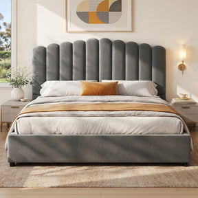 Rimini grey King bed frame in a modern bedroom
