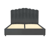 Artiss FION queen grey velvet gas lift bed frame showing smooth edge finish — Allure Home Collections