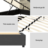 Artiss FION velvet gas lift bed frame plywood slat base detail — Allure Home Collections