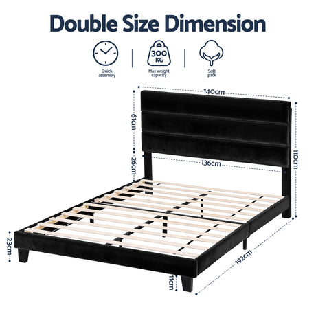 Volterra Double Bed Frame, Black