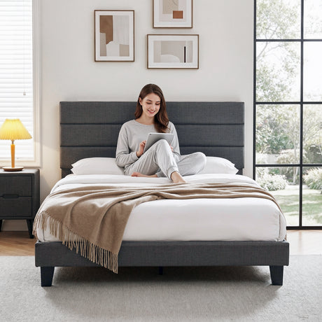 Volterra Double Bed Frame, Charcoal