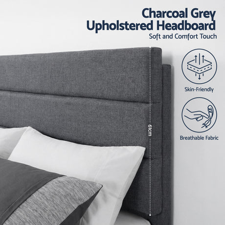 Volterra Double Bed Frame, Charcoal