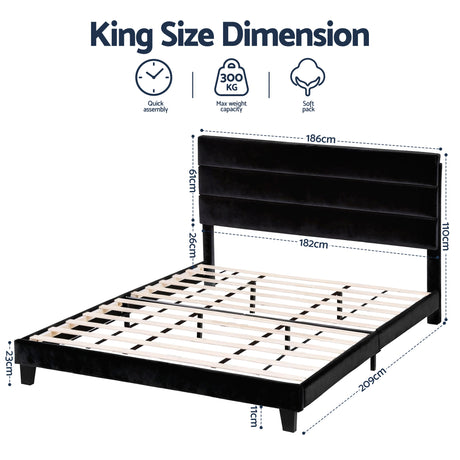 Halton King Bed, Black Velvet, view 2