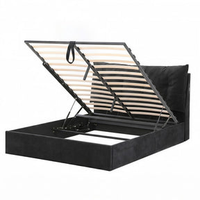 Cortona Black Queen bed frame in a modern bedroom